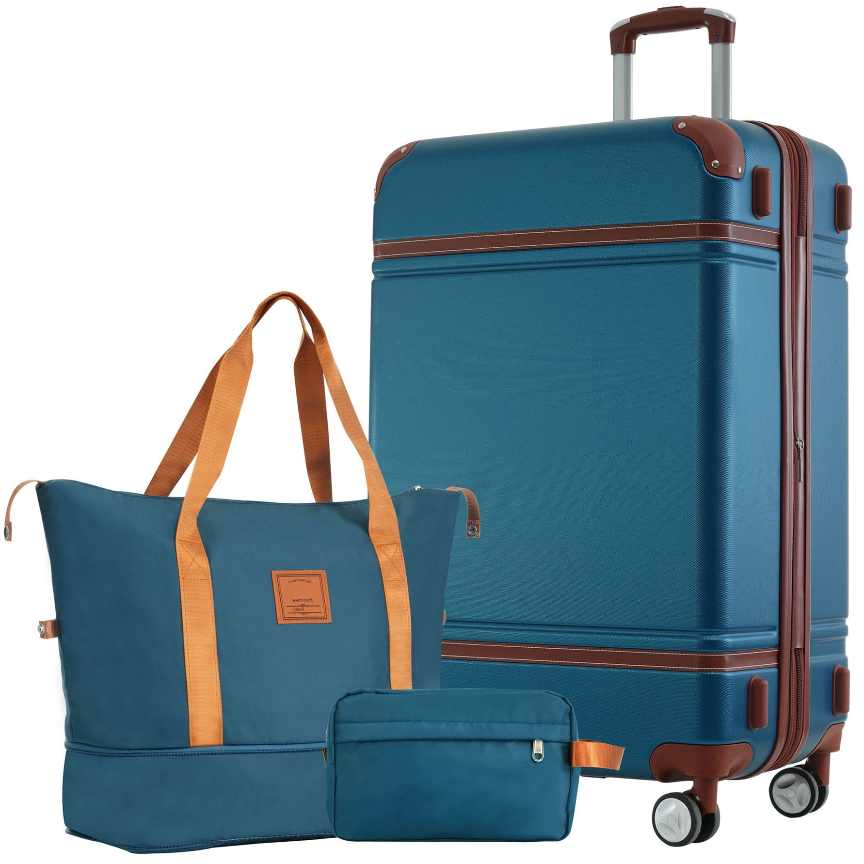 S-HOME Lightweight Hardshell Luggage Set with Travel Duffel and Toiletry Bag 28 Inch Expandable Suitcase with TSA Lock 3-Piece Set, Blue
