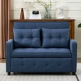 thumbnail image 1 of S-HOME Linen Pull Out Chair Bed with Adjustable Backrest, USB Port and Storage Pockets, Blue, 1 of 18