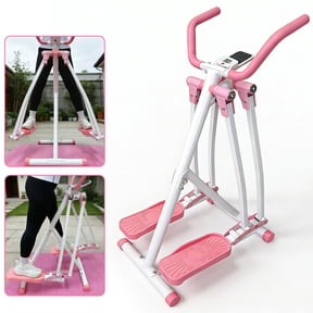 S-HOME Low-Impact Air Walking Elliptical Machine - Foldable Glider with Anti-Slip Pedals and LCD Display Perfect for All Ages and Fitness Levels, Pink