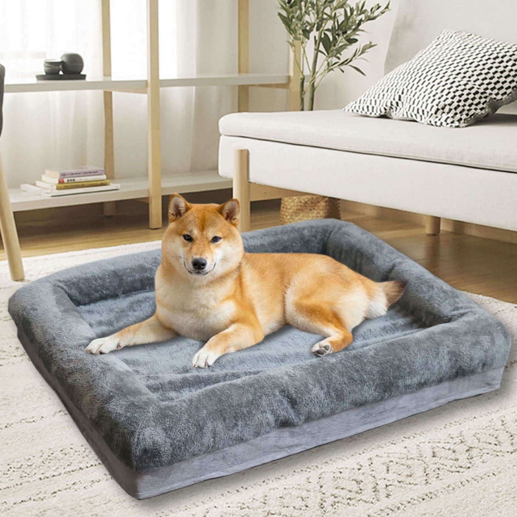 S-HOME Memory Foam Extra Large Dog Bed Waterproof Couch with Removable Cover Design Non-Slip Bottom For Extra Large Dogs, Width 26In
