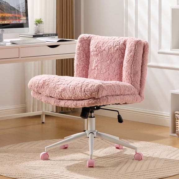 S-HOME Metal Base Adjustable Desk Chair with W26.4 Inch Seat Width & Ergonomic Support Ideal for Multiple Settings, Pink