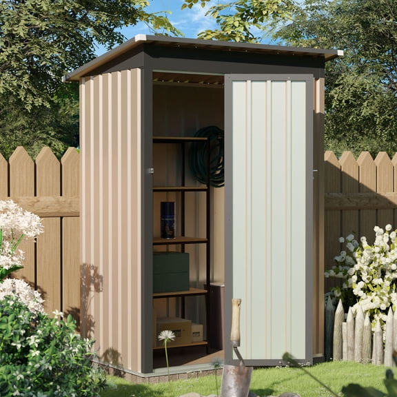 S-HOME Metal Garden Shed 4.27 FT x2.42 FT Apex Roof Roof Design Hinge Door for Storage of Tools and Equipment