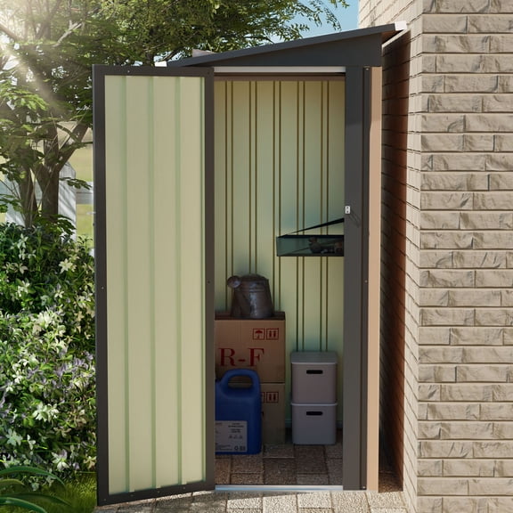 S-HOME Metal Garden Shed 4.27 FT x2.42 FT Apex Roof Roof Design Side Hinge Door for Storage of Tools and Equipment
