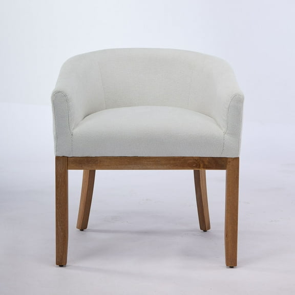 S-HOME Mid Century Barrel Dining Chairs With Natural Hardwood Frame And Linen Upholstery 19 Inch Accent Chair