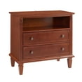 thumbnail image 1 of S-HOME Mid-century Modern Nightstand 2 Drawers Solid Wood Legs USB Ports & Outlets Bedside End Table - Elegant Storage Solution, 1 of 12