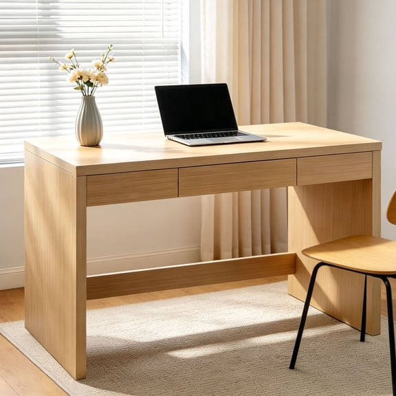 S-HOME Minimalist Style 47 Inch MDF Computer Desk with Drawer Storage, Writing Table for Home Office and Bedroom