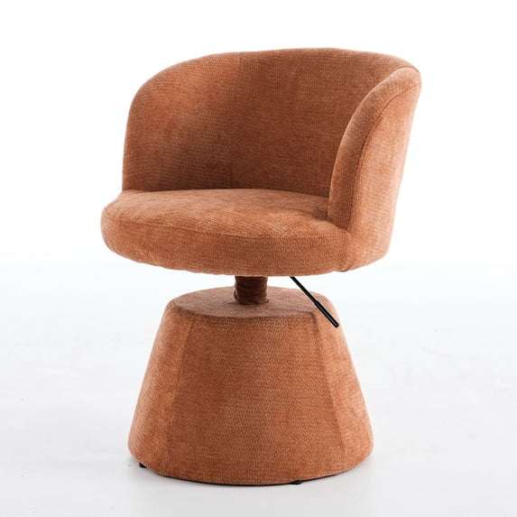 S-HOME Modern Chenille Upholstered Adjustable Height Swivel Bar Stool, Single Dining Chair for Kitchen and Pub, Terracotta