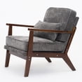 thumbnail image 1 of CQSXDA Modern Design Fabric Cushioned Armchair with Wooden Armrests and Lumbar Pillow for Living Room or Office, Antique Dark Grey, 1 of 15
