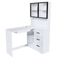 thumbnail image 1 of S-HOME Modern Ergonomic L-Shaped Computer Desk Featuring MDF Construction, Keyboard Tray And LED Lighting ,USB Charging Ports, White, 1 of 17