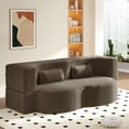 thumbnail image 1 of S-HOME Modern Folding Convertible  Floor Sofa with 2 Pillows , Corduroy Fabric Foam Sleeper Couch for Living Room and Playroom Use, Coffee, 1 of 13