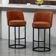 thumbnail image 1 of S-HOME Modern Linen Fabric Counter Height Bar Stools Set of 2 with Backrest and Footrest for Dining Experience, Orange, 1 of 18