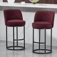 thumbnail image 1 of S-HOME Modern Linen Fabric Counter Height Bar Stools Set of 2 with Backrest and Footrest for Dining Experience, WINE RED, 1 of 19