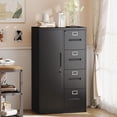 thumbnail image 1 of S-HOME Modern Metal Vertical Filing Cabinet with 4 Drawers, Locking System and Storage for Home and Office Storage, Black, 1 of 16
