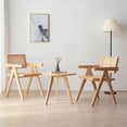 thumbnail image 1 of S-HOME Modern Mid Century Rattan Accent Chair, Comfortable Wooden Armchair for Bedroom and Outdoor Areas，Natural+Set of 2, 1 of 7