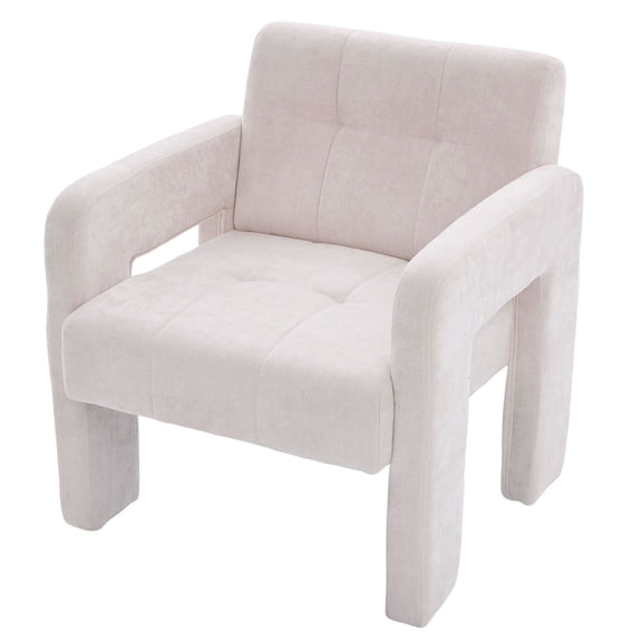 S-HOME Modern Minimalist Casual Single Armchair Living Room, Bedroom, Office Area Chair Padded Armchair Nordic Style Casual Seating, Beige