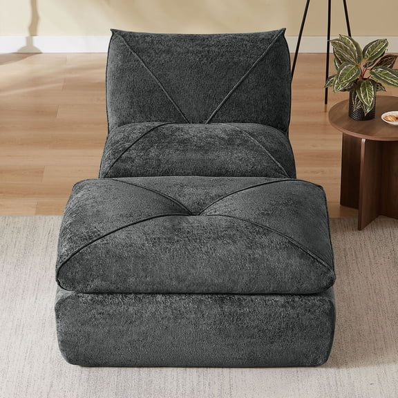 S-HOME Modern Minimalist Chenille Combination Sofa With Foot Pedals, with Foam And Spring Design, for Living Room Apartments, Dark Gray