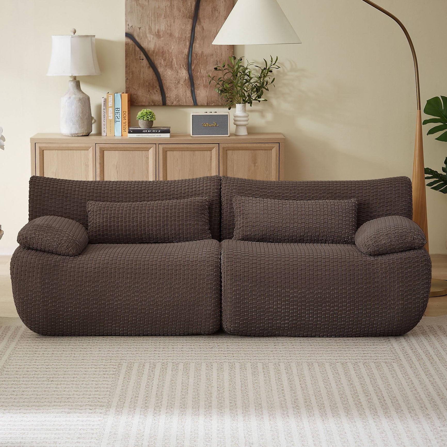 S-HOME Modern Plush Cloud Boneless Modular Loveseat Sofa in Corduroy ...