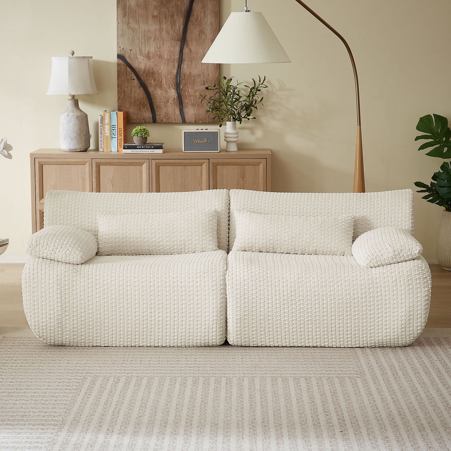 S-HOME Modern Plush Cloud Boneless Modular Loveseat Sofa in Corduroy ...