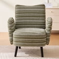 thumbnail image 1 of S-HOME Modern Style Armchair in Boucle Fabric with Side Storage Pocket and Solid Wood Legs for Living Room Office Reading Chair, Olive Green, 1 of 17