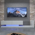 thumbnail image 1 of S-HOME Modern TV Console with LED Lights Fits 50 60 70 Inch TVs, Particle Board and Tempered Glass Stand, Entertainment Center with Storage Space, White, 1 of 11