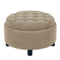 thumbnail image 1 of S-HOME Modern Tufted Fabric 25 Inch Round Storage Ottoman Coffee Table with Tray, Multifunctional Design for Living Room or Bedroom Use, Camel, 1 of 12