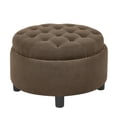 thumbnail image 1 of S-HOME Modern Tufted Fabric 25 Inch Round Storage Ottoman Coffee Table with Tray, Multifunctional Design for Living Room or Bedroom Use, Coffee, 1 of 11