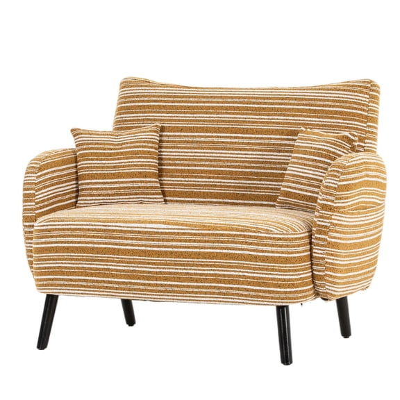 S-HOME Modern Two-Seater Sofa with Tufted Backrest and Tapered Legs Featuring Side Storage Pockets for Bedrooms, Home Offices, and Minimalist Decor, Mustard yellow