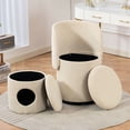 thumbnail image 1 of S-HOME Modern Upholstered Barrel Chair, Versatile Swivel Accent Seat with Free Cat Bed Stool Included for Daily Use and Storage, Beige-Fabric, 1 of 18