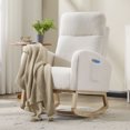 thumbnail image 1 of S-HOME Modern Upholstered Rocking Chair with Solid Wood Legs, High Backrest & Side Pocket - 300 lbs Capacity, 1 of 11