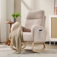 thumbnail image 1 of S-HOME Modern Upholstered Rocking Chair with Solid Wood Legs, High Backrest & Side Pocket - 300 lbs Capacity, 1 of 12