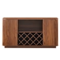 thumbnail image 1 of S-HOME Modern Wavy Curve Sideboard -Glassware Holder Coffee Bar And Wine Cabinet Storage Design With Adjustable Shelves For Kitchen Or Dining Rooms, Walnut, 1 of 11