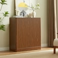 thumbnail image 1 of S-HOME Modern Wavy Sideboard Storage Cabinet in Walnut Finish, 31.5 Inch Kitchen or Living Room Curved Design Furniture, 1 of 10