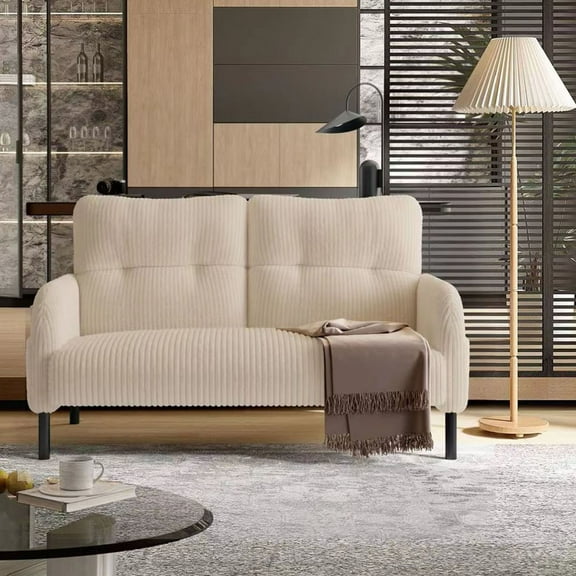 S-HOME Monochrome Double Sofa in Soft Corduroy Fabric Perfect for Living Rooms and Bedrooms Cozy Home Furniture