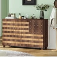 thumbnail image 1 of S-HOME Multi-Functional 55 Inch Coffee Bar Console with Antique Finish, 2 Drawers, 3 Doors for Kitchen Organization, Walnut, 1 of 8
