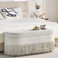 thumbnail image 1 of S-HOME Multi-Functional Oval Storage  Upholstered Ottoman with Lift-Top Lid and Metal Legs 39 Inches for Extra Seating and Clutter-Free Organization, Beige, 1 of 9