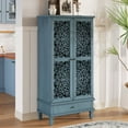 thumbnail image 1 of S-HOME Multifunctional Tall Storage Cabinet with Drawer in Antique Finish, 55 Inch Solid Wood Accent Cabinet for Living Room and Dining Room Organization, Antique Blue, 1 of 10