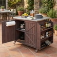 thumbnail image 1 of S-HOME Outdoor Kitchen Island With Side Shelf And Storage Cabinet Stainless Steel Top And 4 Wheels For Easy Mobility, 1 of 15