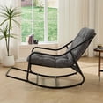 thumbnail image 1 of S-HOME Outdoor Rocking Chair With Soft Thick Cushion, Black Steel Frame, For Living Room & Patio Use, Grey, 1 of 15