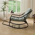 thumbnail image 1 of S-HOME Outdoor Rocking Chair With Soft Thick Cushion, Black Steel Frame, For Living Room & Patio Use, Light Green, 1 of 13