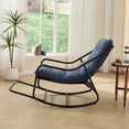thumbnail image 1 of S-HOME Outdoor Rocking Chair With Soft Thick Cushion, Black Steel Frame, For Living Room & Patio Use, Navy Blue, 1 of 15