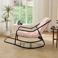 thumbnail image 1 of S-HOME Outdoor Rocking Chair With Soft Thick Cushion, Black Steel Frame, For Living Room & Patio Use, Pink, 1 of 12