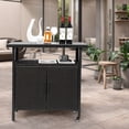 thumbnail image 1 of S-HOME Outdoor Wicker Bar Cart with Wheels in Brown, Rolling Rattan Beverage Serving Table for Patio Poolside Parties, 1 of 12