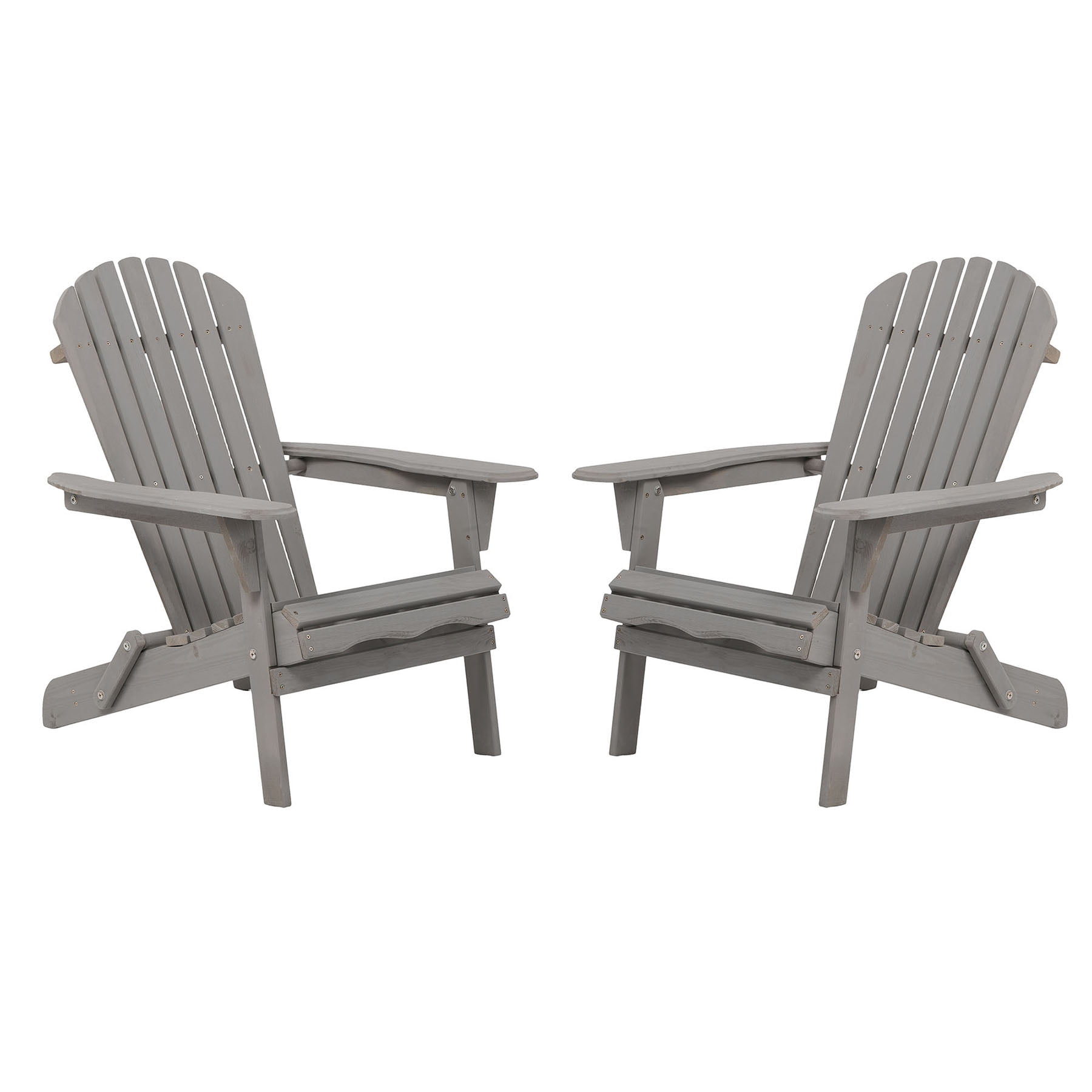 S-HOME Outdoor Wooden Folding Adirondack Chair Set of 2 with Pre-Assembled BackRest for Patio Garden Deck Pool Firepit