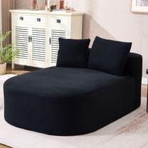 S-HOME Oversized Corduroy Chaise Lounge Chair with Two Pillows 67.5 Inches Long Indoor Sleeper Sofa for Living Room, Black