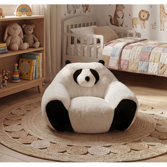 S-HOME Panda Beanbag Chair Made of Soft Plush Material, 29.65 Inches Ideal for Living Rooms and Playrooms