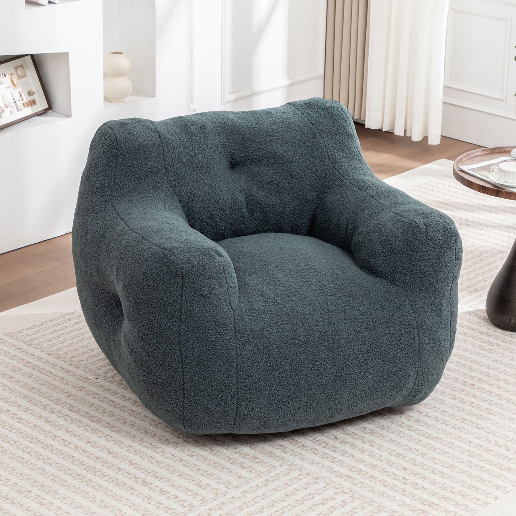S-HOME Plush Bean Bag Chair with Comfy Armrests Perfect for Adults Featuring High-Density Foam for Reading or Lounging