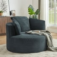thumbnail image 1 of S-HOME Plush Comfort Corduroy Round Chair with Cushioned Backrest for Stylish Living Room Seating, 1 of 9