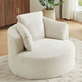thumbnail image 1 of S-HOME Plush Comfort Corduroy Round Chair with Cushioned Backrest for Stylish Living Room Seating, 1 of 9