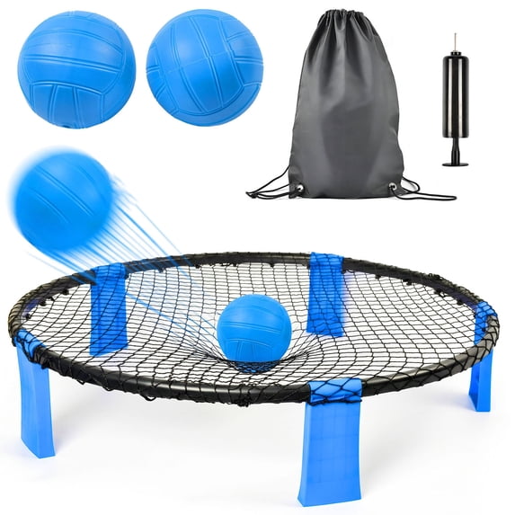 S-HOME Portable Outdoor Roundnet Game Set with 2 Balls and Carry Bag for Beach Backyard Lawn Park Camping Fun, Blue
