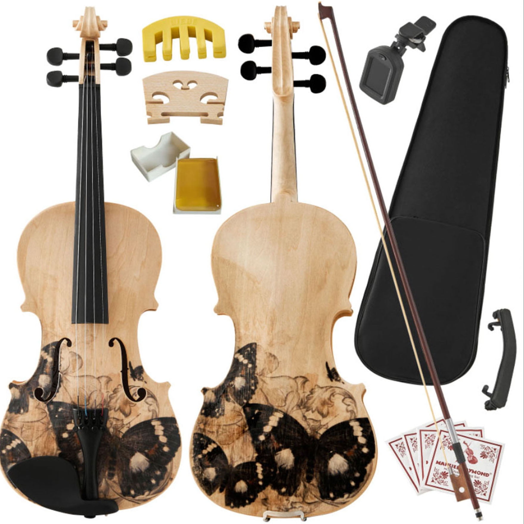 S-HOME Professional 4/4 Full-Size Violin Premium  Sound Lightweight Design Complete Accessories Gift for Musicians and Beginners, Wood01